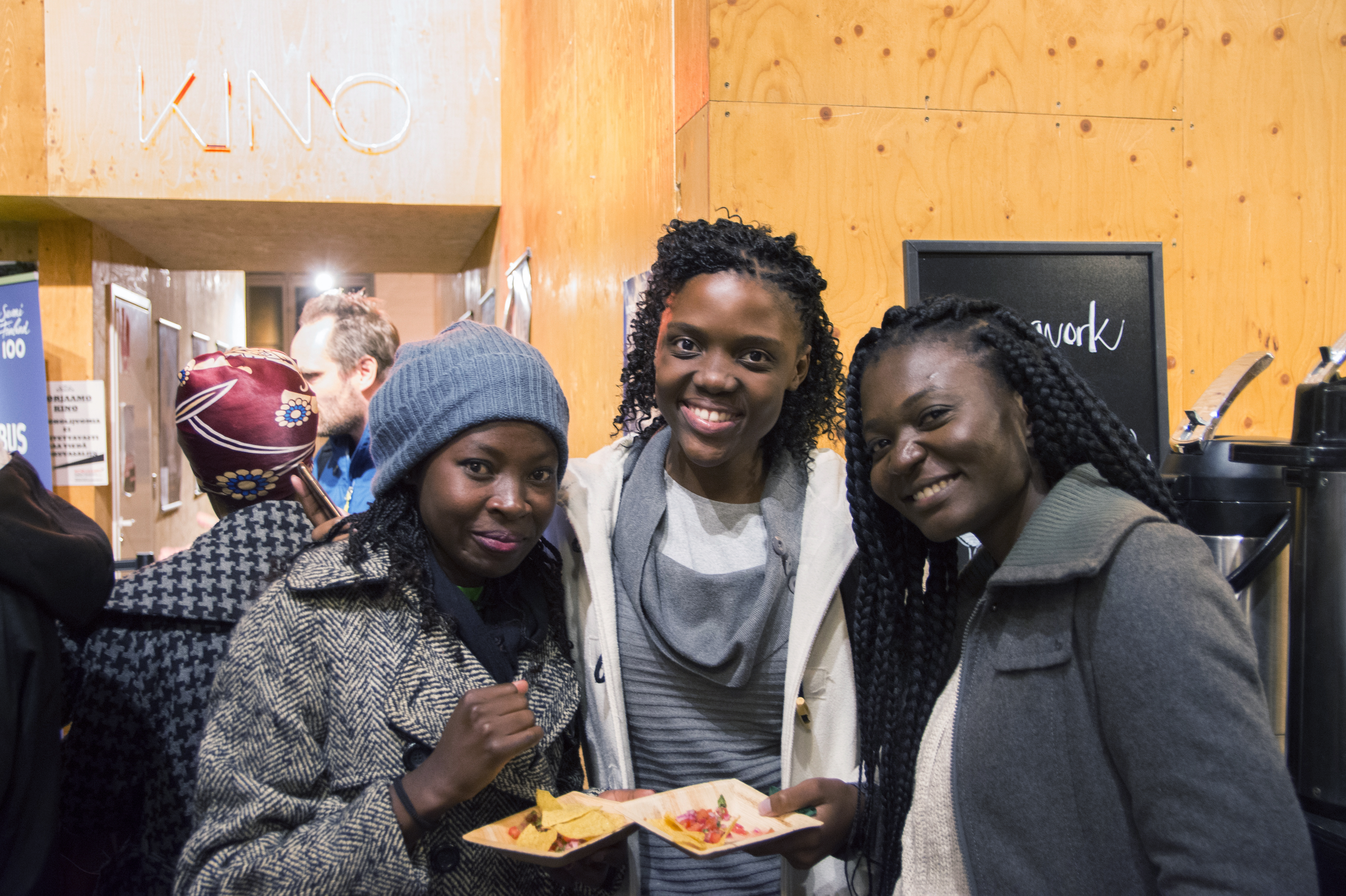 Maureen Moraa, Jessica Manhica and Linda Ansong at the documentary film 'Play Me a New Language' premiere. Photo: Roope Kiviranta